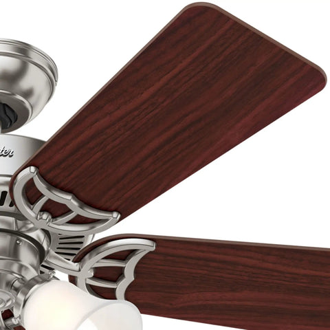 Southern Breeze 42 Inch Brushed Nickel Ceiling Fan With LED Light Kit And Pull Chain Modern Chill Vibe wood blade detail