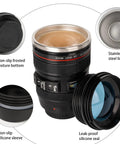 Camera Lens Coffee Mug Travel Cup Stainless Steel Lens Mug Thermos With Lid And Spoon Two Lids Leakproof Design components