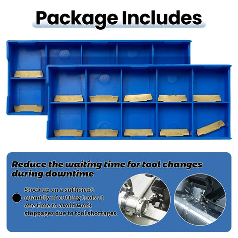 Heavy Duty 20Pcs MGMN150-G Carbide Grooving Cut-Off Inserts in blue packaging for MGEHR MGIVR CNC grooving tools