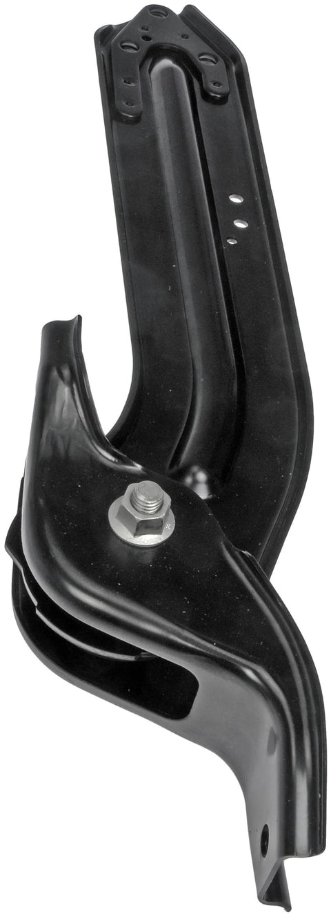 Side view of black Dorman rear passenger side suspension trailing arm with mounting bolt