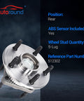 Beefed Up Rear Wheel Bearing And Hub Assembly For 2006 To 2010 Jeep Commander And 2005 To 2010 Grand Cherokee, Rear, 5 Lug, ABS