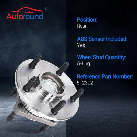 Beefed Up Rear Wheel Bearing And Hub Assembly For 2006 To 2010 Jeep Commander And 2005 To 2010 Grand Cherokee, Rear, 5 Lug, ABS