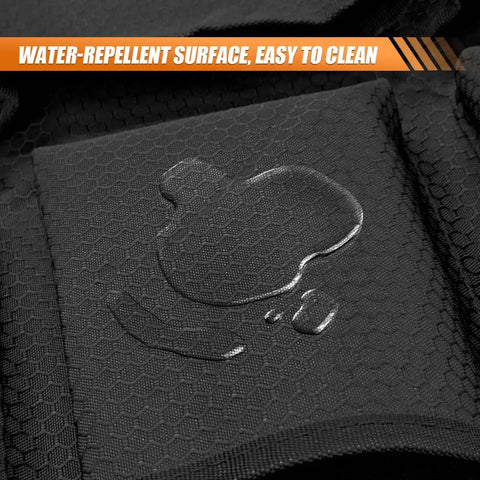 Close-up of Backseat Organizer With 8 Pockets Waterproof Oxford Car Seat Back Protector, showing water-repellent surface.