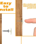 Installation process of 1152 Pcs Self Adhesive Screw Hole Stickers And 120 Pcs Screw Cap Covers Set on wood showing hand pressing cap