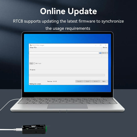 Laptop displaying RTC8 app connected to SBUS and PPM to CAN Protocol Encoder Module With Dual Signal Auto Detect Industrial Configuration