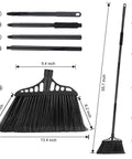 Heavy Duty 3 Pack Broom Set With 55 Inch Telescoping Pole And Padded Eva Grip To Knock Out Stubborn Grime On Concrete Patios Or Garages Straight Up Tough Build For Real Deal Cleaning Projects Anywhere All Black detailed dimension image