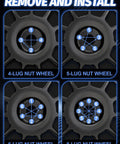 Diagram showing installation order for 4, 5, 6, and 8 lug nut wheels using the 20 Piece M14x1.5 Chrome Lug Nuts Set For Lincoln Edge MKX MKZ Aviator Wheels Replacement One Piece OEM Factory Style No-Fuss 60-Degree Acorn Closed End 7/8 Inch Hex 38.1mm Length Heavy Duty Easy Install.