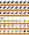Different concrete block designs and dimensions for the Heavy Duty Concrete Block Making Machine For Industrial Brick Production Built Tough To Crank Out Construction Grade Blocks All Day Top Tier Reliability For No Fuss Workspace Or Jobsite Setup.