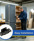 Man installing No Slip Quick Fitting L Shaped Furniture Joint Bracket for Shelves and Cabinets Anti Loosening Corner Bracket