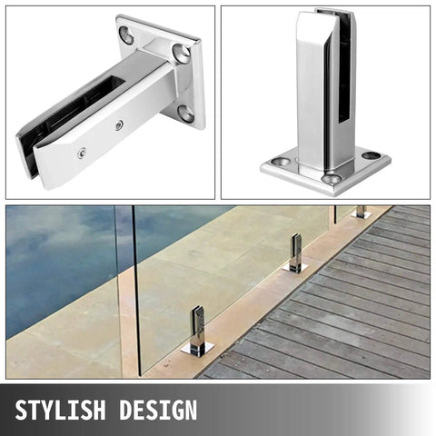 4 Pack Glass Railing Clamps For 8 To 12 Mm Glass Thickness 304 Stainless Steel Spigots Snaps In Smoothly No Drill Needed DIY Friendly Balcony Deck Handrail Hardware Silver Finish with stylish design on balcony
