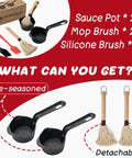 Cast Iron Sauce Pan And Basting Pot Set with BBQ Mop Brushes for grillin melting butter campin and stove top cooking kit