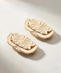 Antique Gold Concealed Flat Pull Cabinet Handles Set Of 2 No Drill Required, Vintage Wardrobe And Furniture Hardware, Cream Enamel Accent