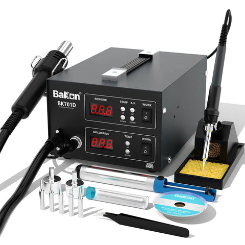 2 In 1 Hot Air Rework And Soldering Iron Station Pro Grade 700W SMD ESD Safe Soldering Kit with tools and accessories