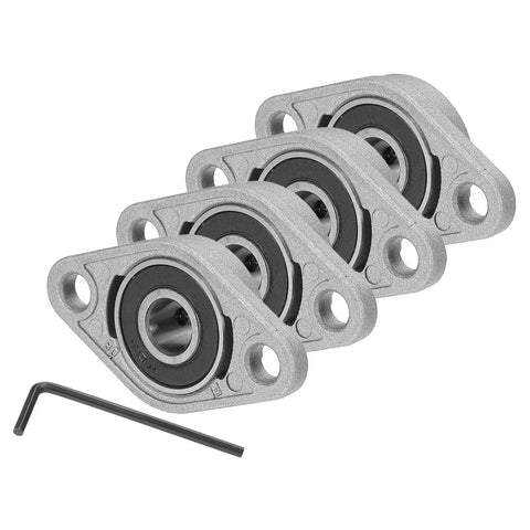 Industrial Grade Heavy Duty Pillow Block Bearing Set Of Four Self Aligning Insert Bearings With Zinc Alloy Steel Housing Five Sixteenth Inch Or Eight Millimeter Bore Mounted Flange Design For Conveyors Machinery And Automotive Power Transmission KFL08