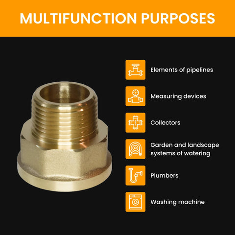 Brass adapter nipple, 3/4 in male x 1 in female NPT pipe fitting for plumbing