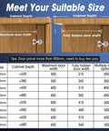 Image showing dimensions and specifications for Heavy Duty 16 Inch Cabinet Pocket Door Slides Hardware Kit With Built In Hinges Double Pack.