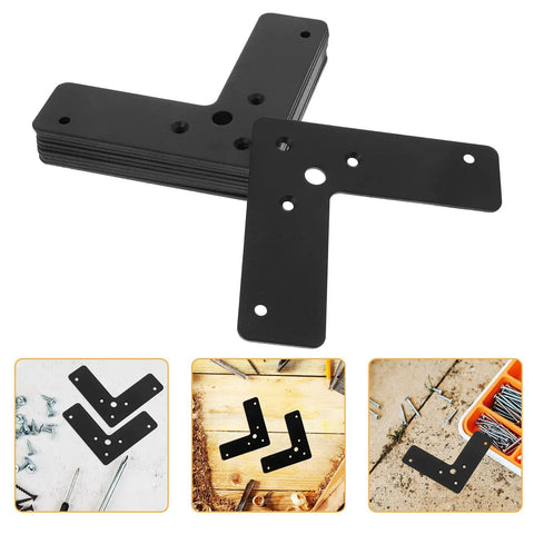 Black Stainless Steel L Shape Corner Brackets Pack Of Ten Heavy Duty Flat Angle Braces for wall mounts and bed frames