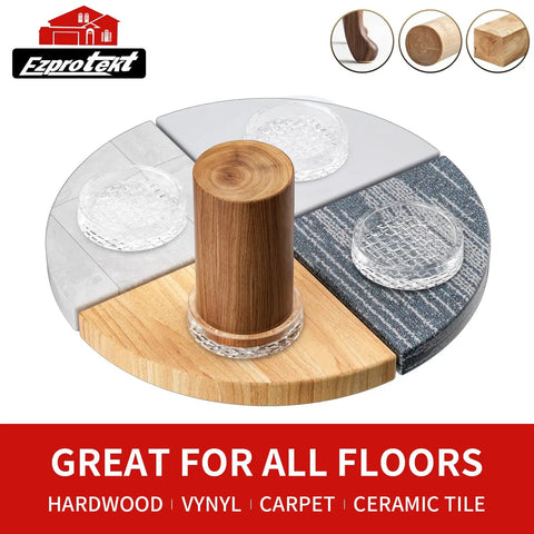 No Slip Furniture Pads 16 Pcs 1.6 Inch Round Rubber Caster Cups Anti Skid Coasters For Hardwood Floors demonstration on different surfaces
