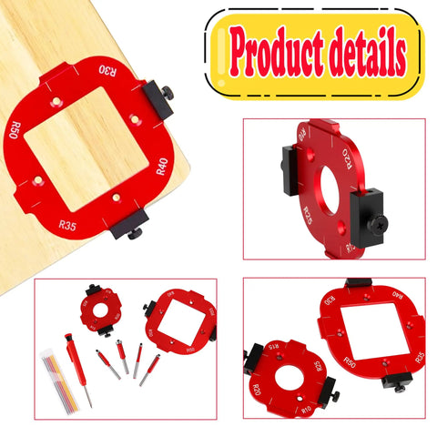 9 Piece Router Corner Radius Template Set Pro Grade For Woodworking With R10 To R50 Aluminum Corner Jig Templates Includes 4 Trim Bits