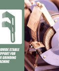 Heavy Duty Iron Grinding Wheel Holder Tool Rest For Bench Grinders Fits 150 Mm And 200 Mm Wheels mounted on a bench grinder.