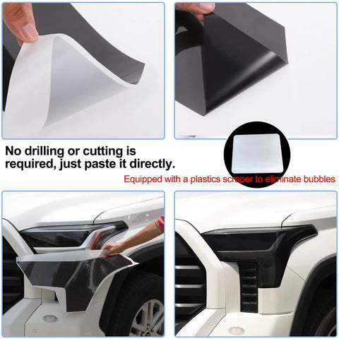 Front Headlight Tint Film Trim For Toyota Tundra 2022 2023 2024 2025 2026 Dope TPU Precut Decals installation process
