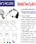Pool Cleaner Tune Up Kit For Polaris 280 And TR28P displayed with components like wheels, bearings, and hose