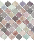 Pink Arabesque Peel And Stick Tile Backsplash 12x12 Self Adhesive Kitchen Tiles Pack Of 10, multicolor arabesque pattern