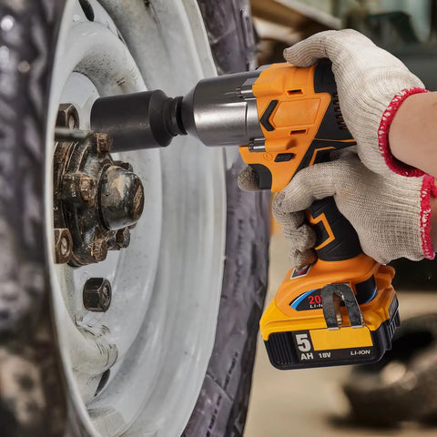 Beast Torque 500 Foot Pounds 20V Cordless Half Inch Brushless Impact Wrench on car wheel