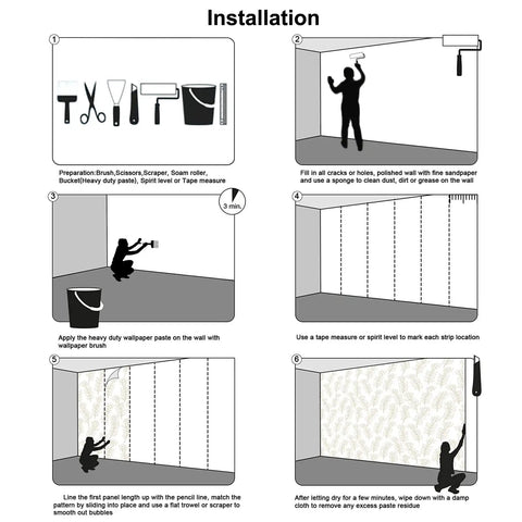 Installation steps for Giant City Night Skyline Wall Mural for Bedroom and Living Room Not Peel and Stick.