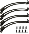7 Inch Lid Support Hinges 4 Pack Black Left And Right Hand Adjustable Cabinet Closet Furniture Hardware Prevents Lids From Slamming Shut, shown with screws