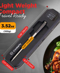Digital Wireless Meat Thermometer With 820Ft Bluetooth Range And IP67 Waterproof Build Rechargeable Probe next to grilled chicken.