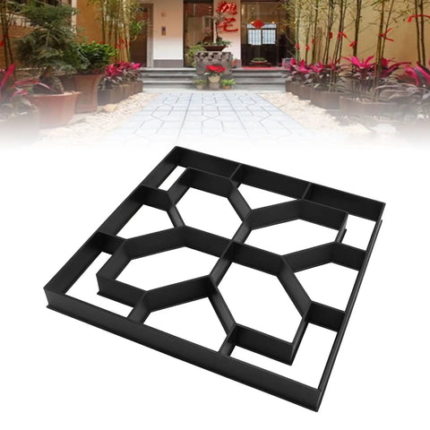 Reusable Concrete Path Mold 15.7 X 15.7 X 1.6 Inch Stepping Stone Paver For Patio Garden Walkways shown with a garden background