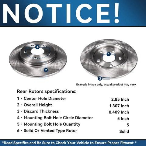 Diagram of rear rotors for All In One Ceramic Brake Kit With 12.99 Inch Front Rotors And 12.91 Inch Rear Rotors Plus Ceramic Pads