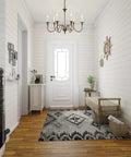 Six Light Farmhouse Chandelier In Oil Rubbed Brown And White Finish for cozy foyer with rustic decorations.