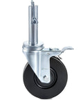 4 Pack 5 Inch Scaffolding Wheels With 1 Inch Solid Stem Rubber Caster Wheels Dual Locking Heavy Duty Casters 330 Lbs Capacity