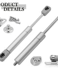 Bulletproof Six Inch Gas Struts Two Pack 30N 6.7 Lb Lift Supports with mounting hardware for cabinets and closets.