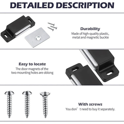 24 Pack Cabinet Magnets Heavy Duty Magnetic Door Catch with screws and metal plate for easy installation