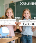 Two students holding Number Line Dry Erase Boards Set Double Sided Writable And Erasable 0 To 10 On One Side And 0 To 20