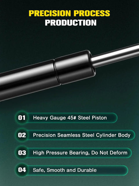Beefy 17 Inch Gas Struts Lift Supports for Camper Shells with precision steel piston and cylinder, features highlighted.