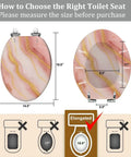 Elongated Toilet Seat Quiet Soft Close Bathroom with dimensions showing 14.5" x 18.5" for proper fitting.