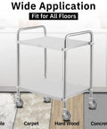 Top Notch Prep Table Casters 6 Inch Rising Expanding Stem Swivel Wheels Set Of 4 With Slam Lock Brakes on kitchen cart.