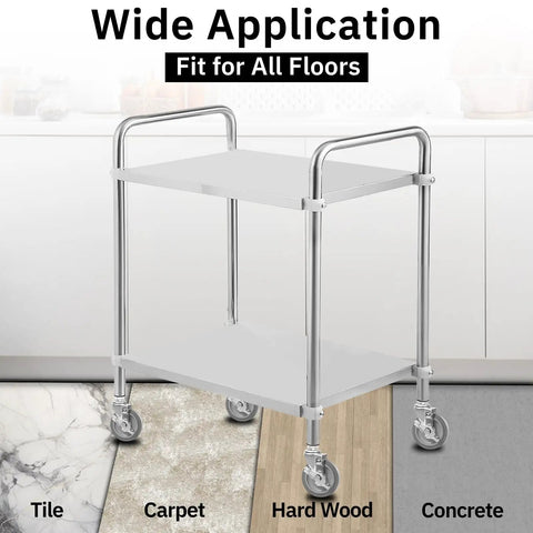 Top Notch Prep Table Casters 6 Inch Rising Expanding Stem Swivel Wheels Set Of 4 With Slam Lock Brakes on kitchen cart.