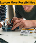 Person assembling DIY RC car using 12mm Flange Coupling Connectors Set Of 4 For RC Motors, electroplated steel for rigid fittings.