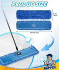 Top Shelf 3 Pack 36 Inch Microfiber Dust Mop Replacement Head Heavy Duty Universal Fit Standard Frames Smooth Sweeping Performance Floor Care Daily Starter, showing size details and mop head.