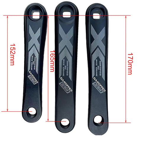 152mm Mountain Bike Crankset Triple Square Taper For 18 21 24 Speed Drivetrains Beefy Alloy 6061 cranks in 152mm, 165mm, 170mm