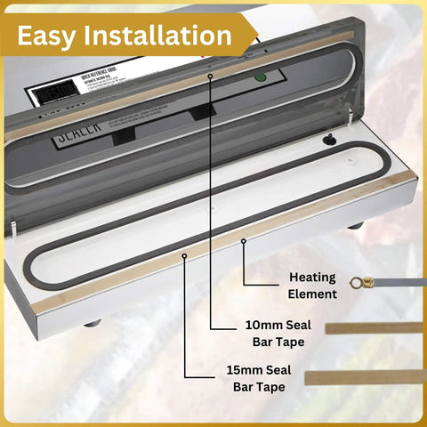 Must Have Pro Series Heating Element Wires Kit showing installation in Pro 2100 vacuum sealer with PTFE tapes visible