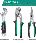 213 Piece Mechanic Tool Set With Socket Wrenches, SAE And Metric, Cr V Chrome Finish, Pro Grade Home And Auto Repair Kit, Includes Durable Storage Case with adjustable wrench, water pump pliers, and needle-nose pliers.