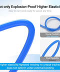 Blue 12mm OD 8mm ID Polyurethane Air Hose Tubing showing strong flexibility and elasticity in twisting motion.
