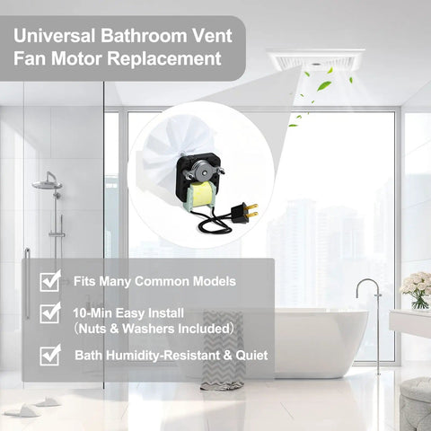 Universal Bathroom Exhaust Fan Motor Kit 120V 50CFM Quiet Upgrade For NuTone And Broan displayed in modern bathroom.