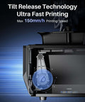 Saturn 4 Ultra 16K Resin 3D Printer Cranks Out 150 mm Per Hour, showcasing tilt release technology and fast printing speed.